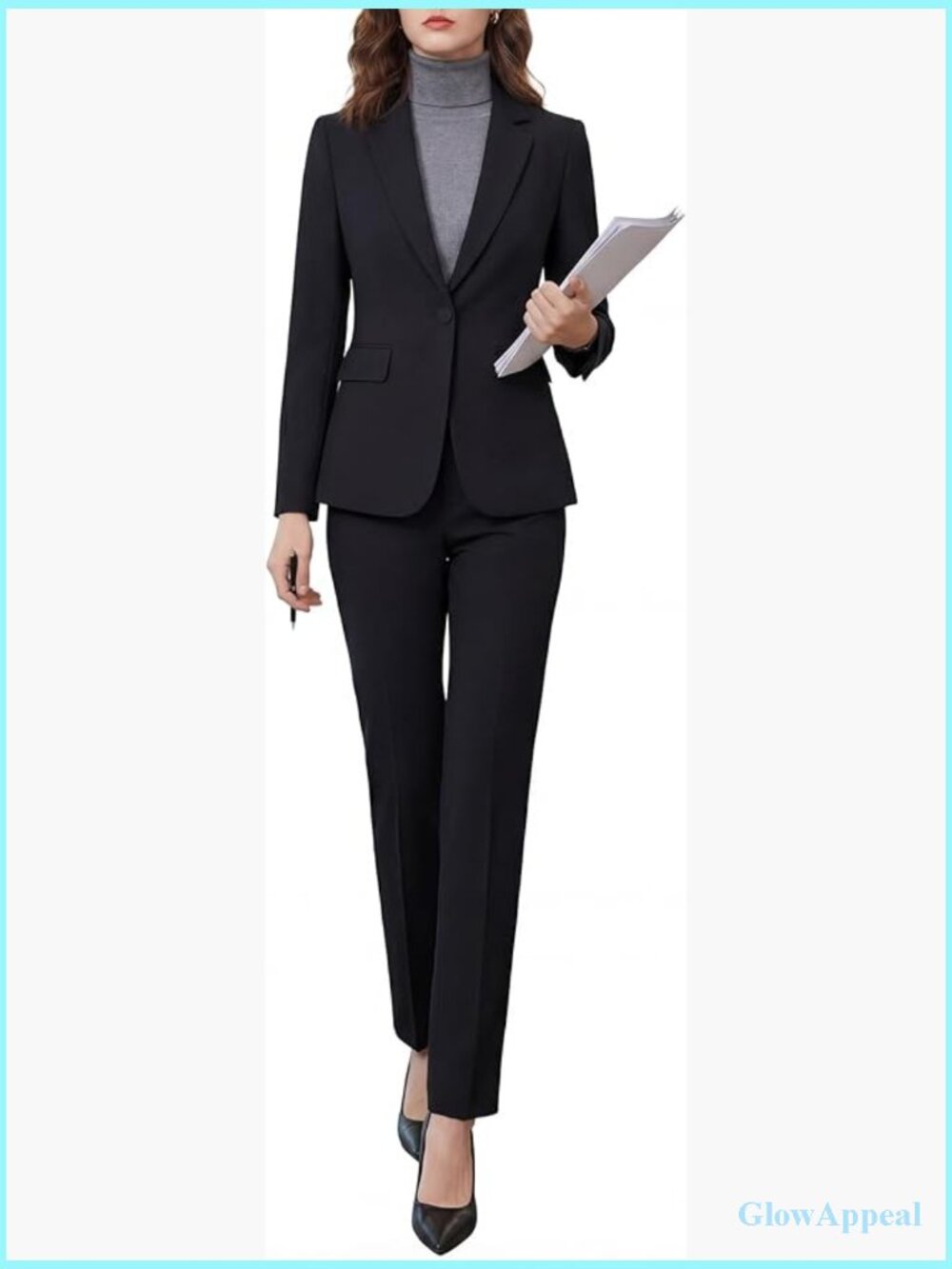 Wrinkle-Free 2 Piece Pantsuit Set - Business Casual Blazer & Trousers